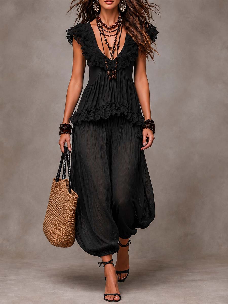 Raven | Bohemian V-Neck Set