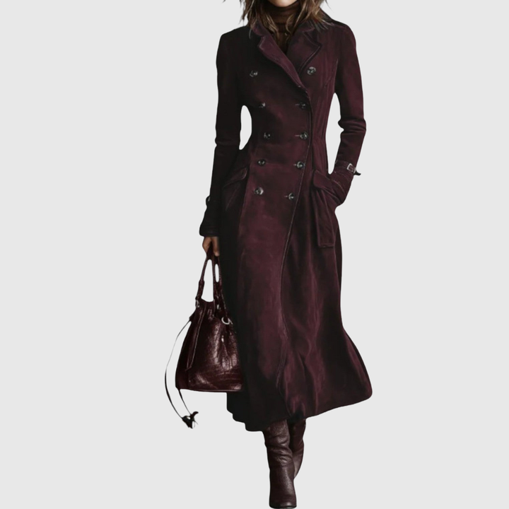 Kaila – Suede Leather Trench Coat