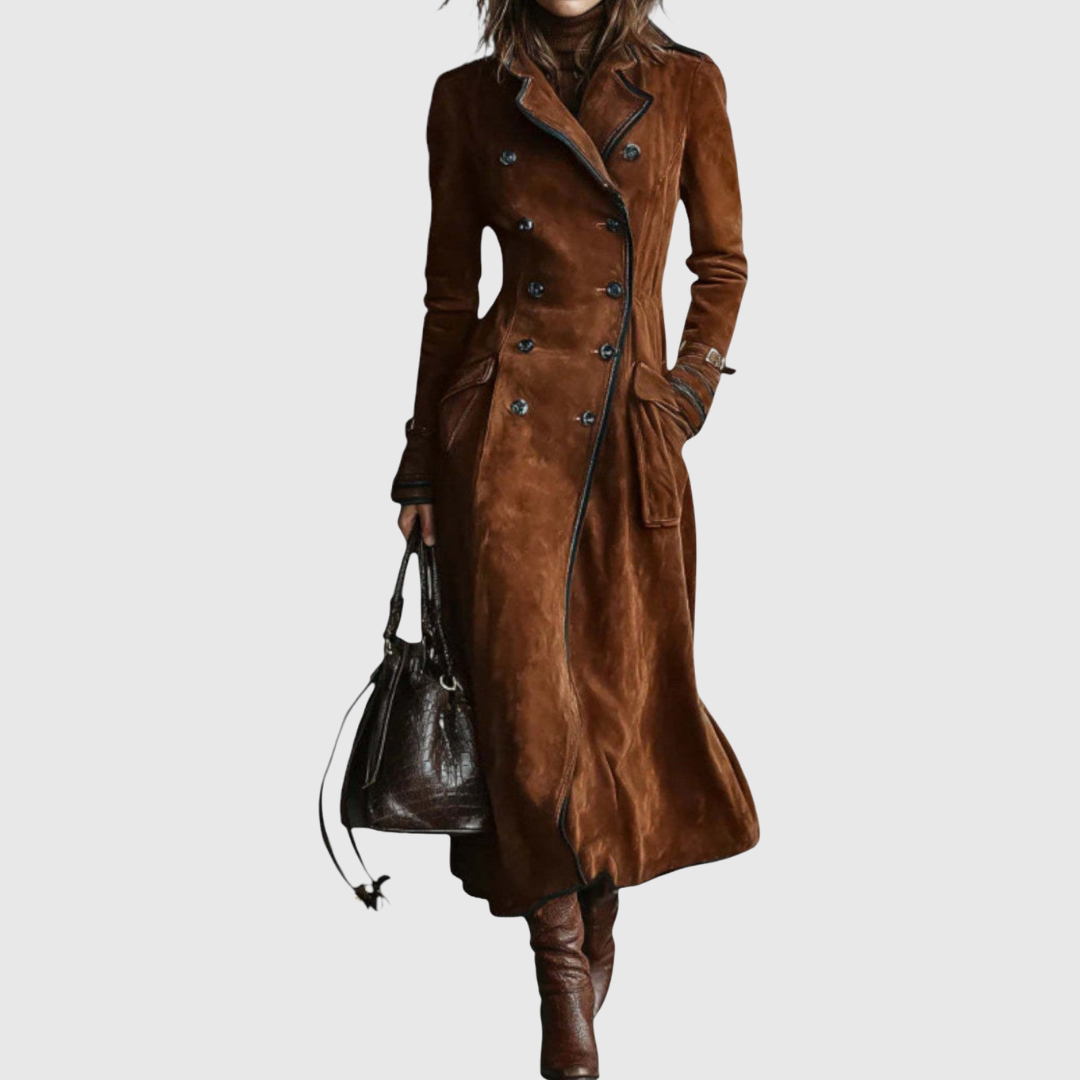 Kaila – Suede Leather Trench Coat