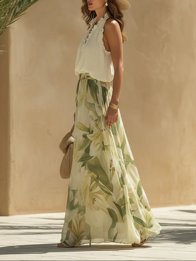 Isla | Lily Print Chiffon Top & Trousers Set