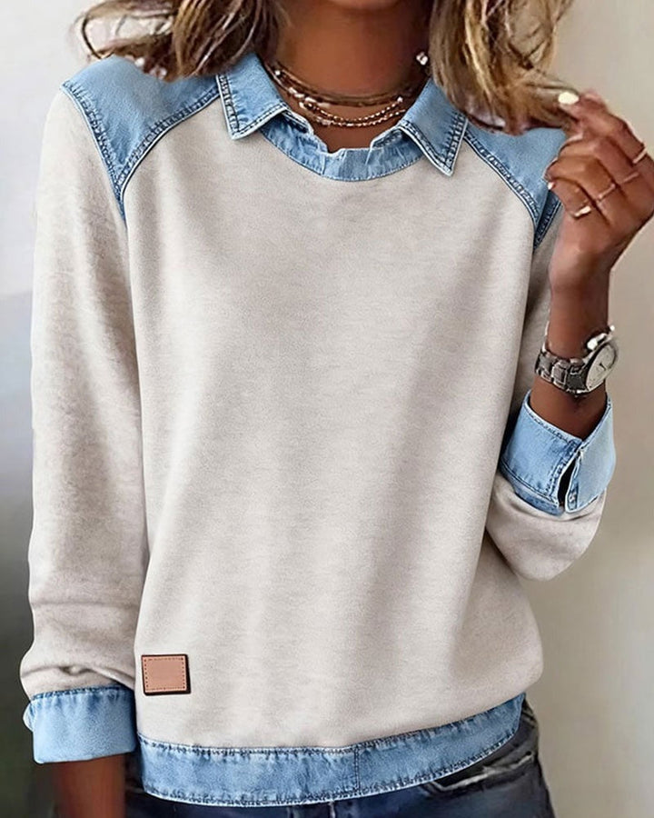 Esmée | Denim-Detail Polo Jumper