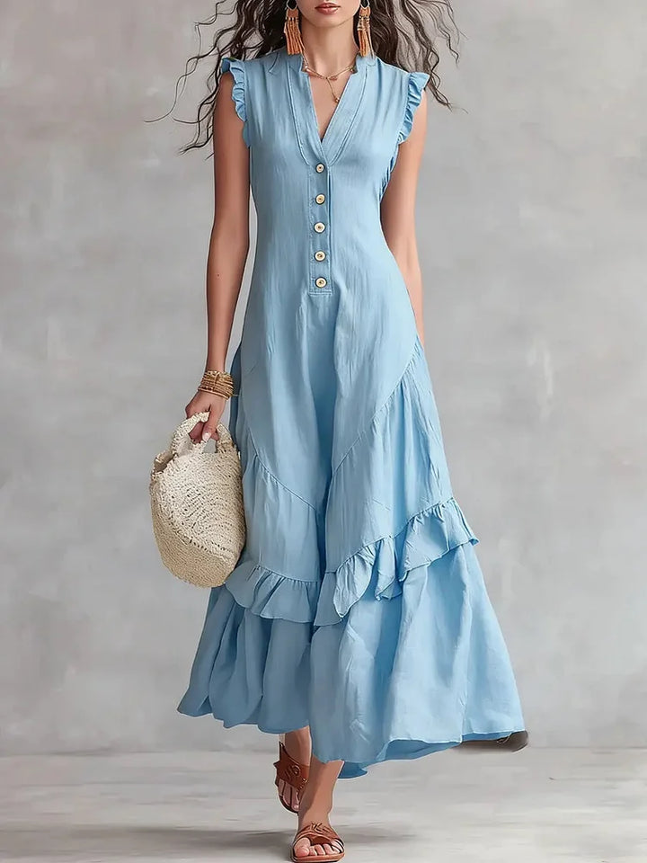 Linnea | Minimalist Lace Cotton-Linen Dress