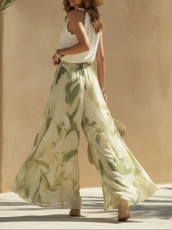 Isla | Lily Print Chiffon Top & Trousers Set
