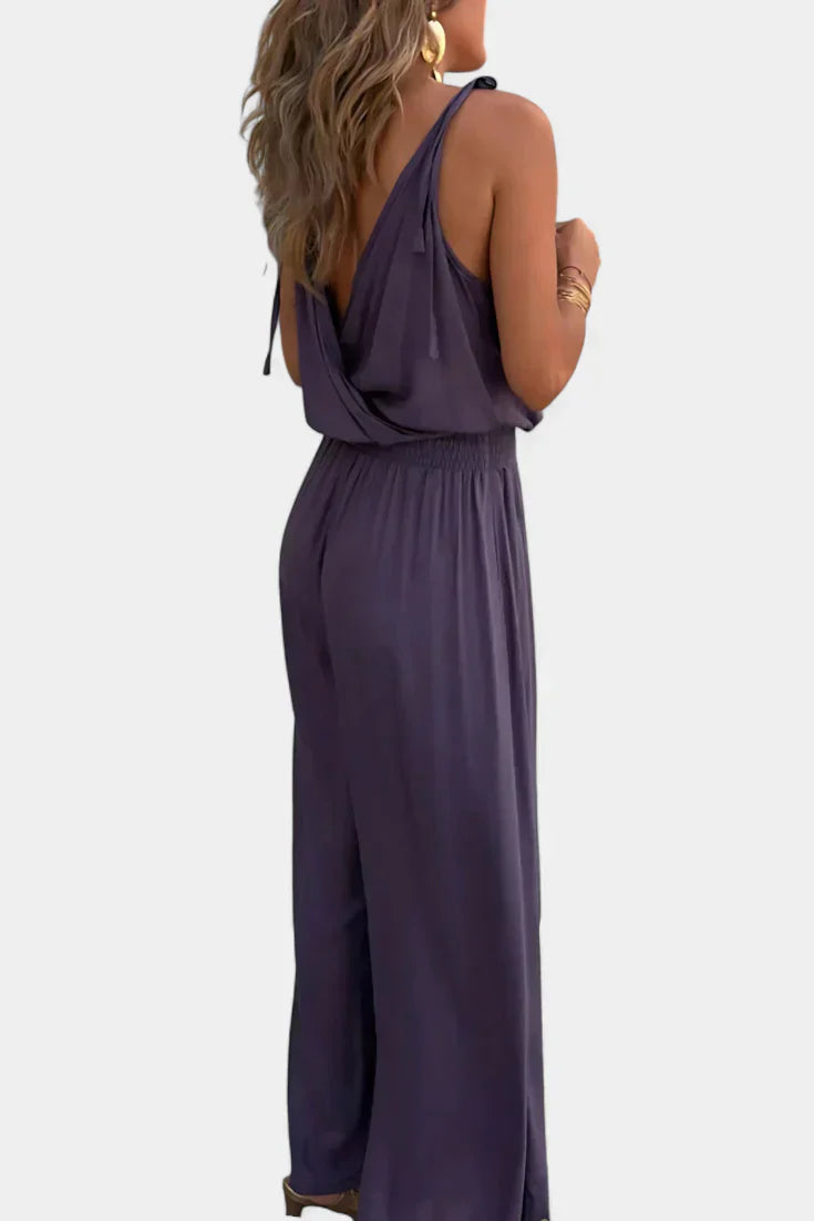 Donatila Unique Jumpsuit with Golden Details and Open Legs