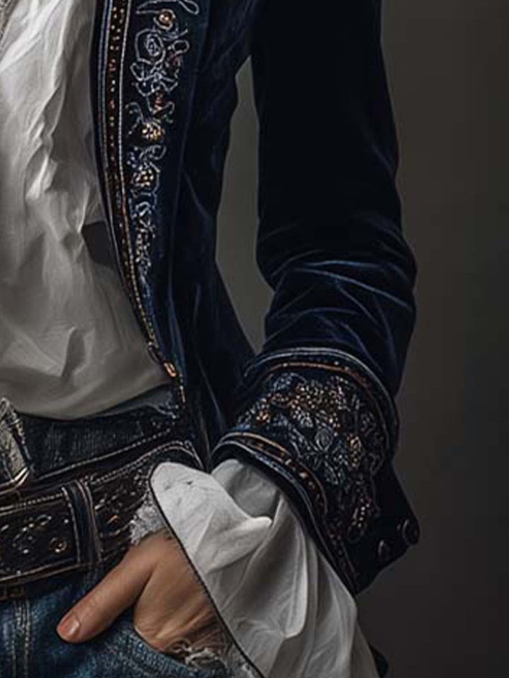Erica | Long Velvet Vintage Jacket