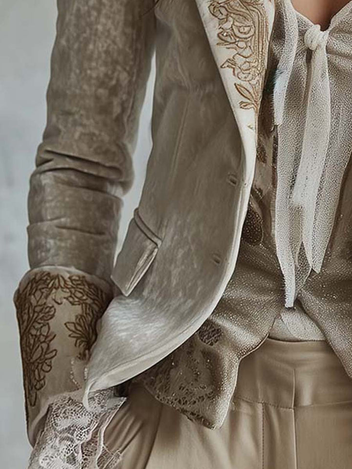 Isolde | Ivory Embroidered Blazer