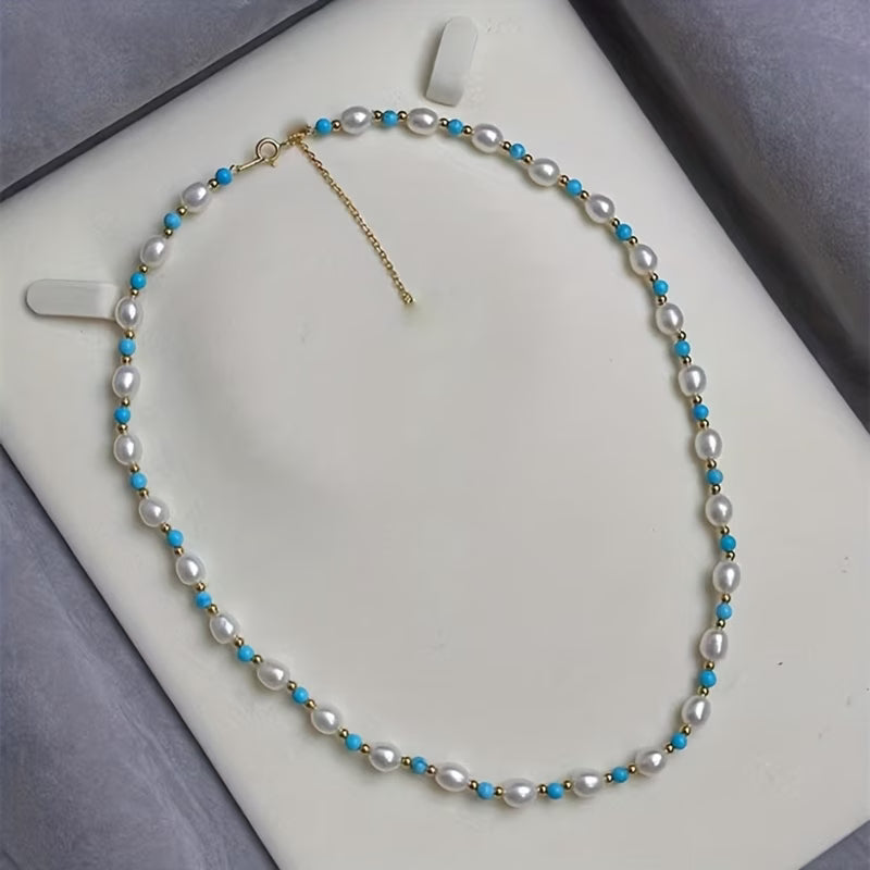 Willa™ | Pearl and Turquoise Beads Necklace