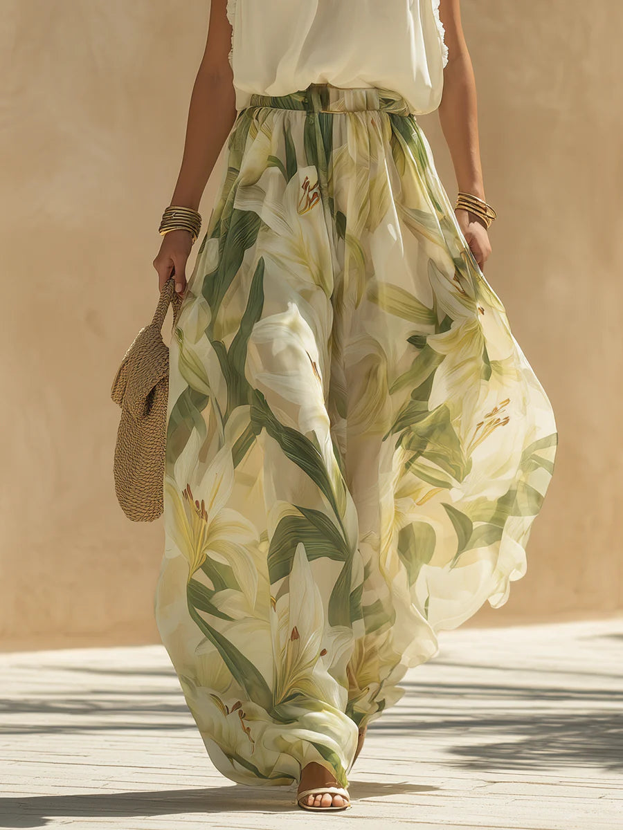 Isla | Lily Print Chiffon Top & Trousers Set