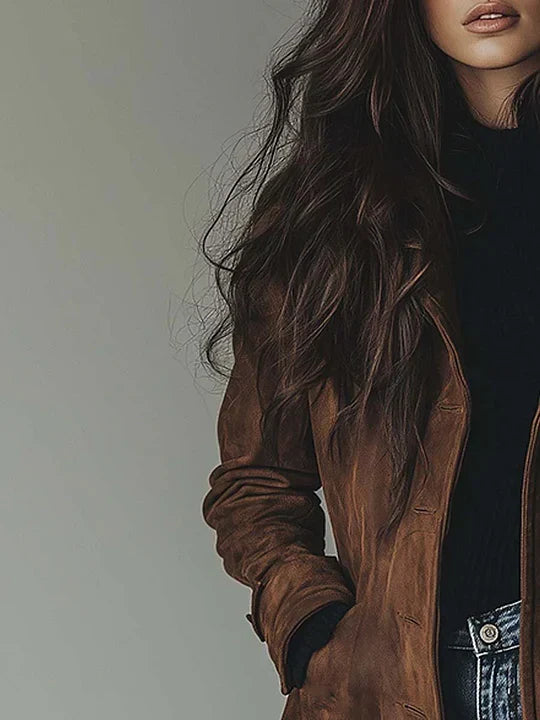 Sienna | Vintage Faux Suede Trench Coat