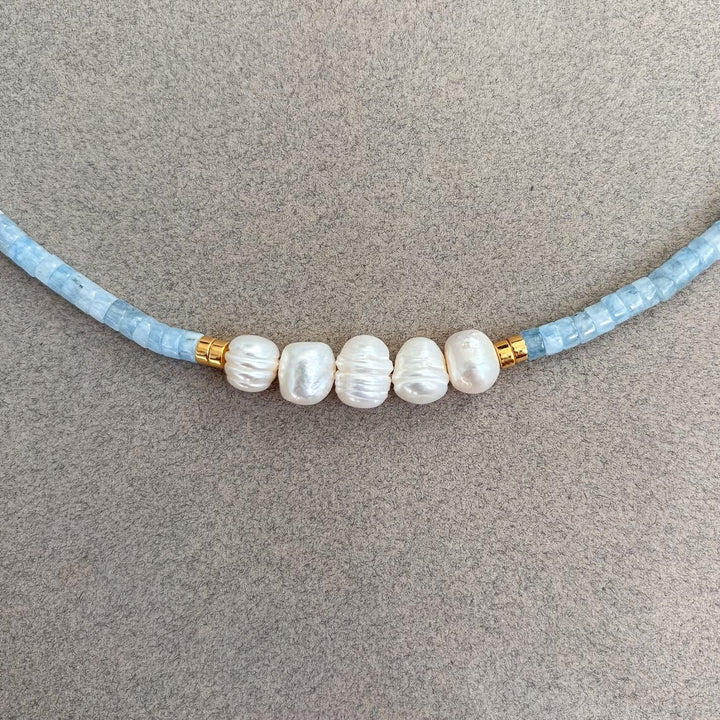 Yara™ | Aquamarine Turquoise and Pearl Necklace