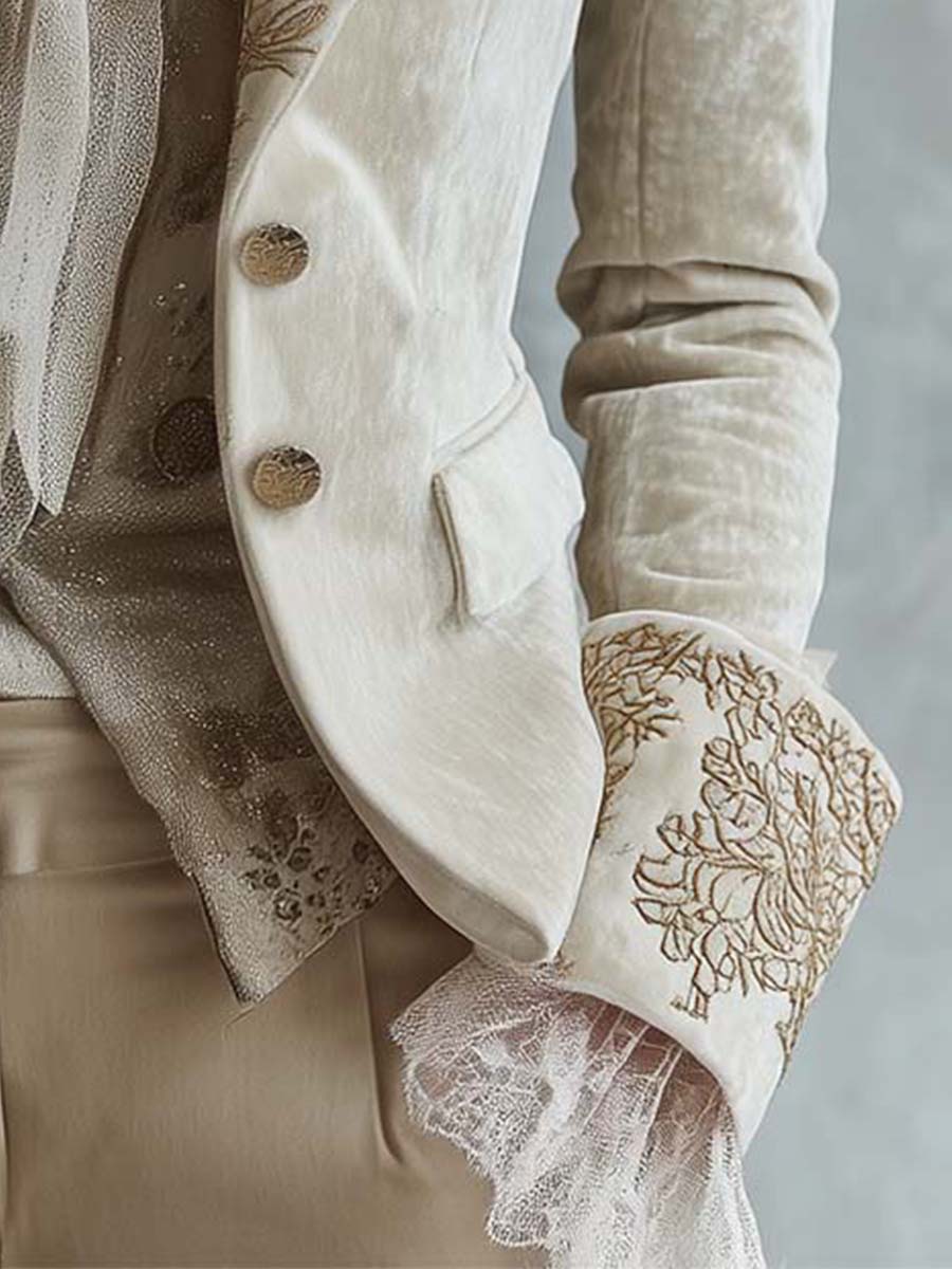 Isolde | Ivory Embroidered Blazer