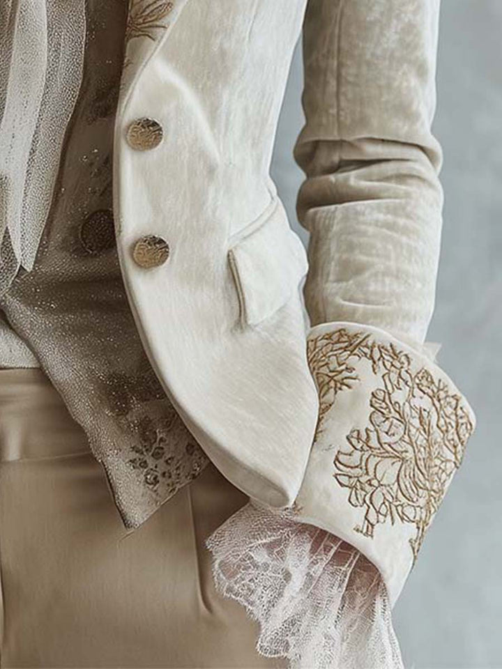 Isolde | Ivory Embroidered Blazer