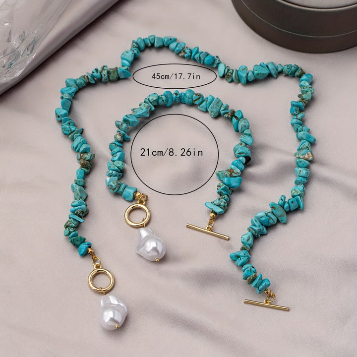 Raya™ | Turquoise and Pearl Necklace Bracelet Set