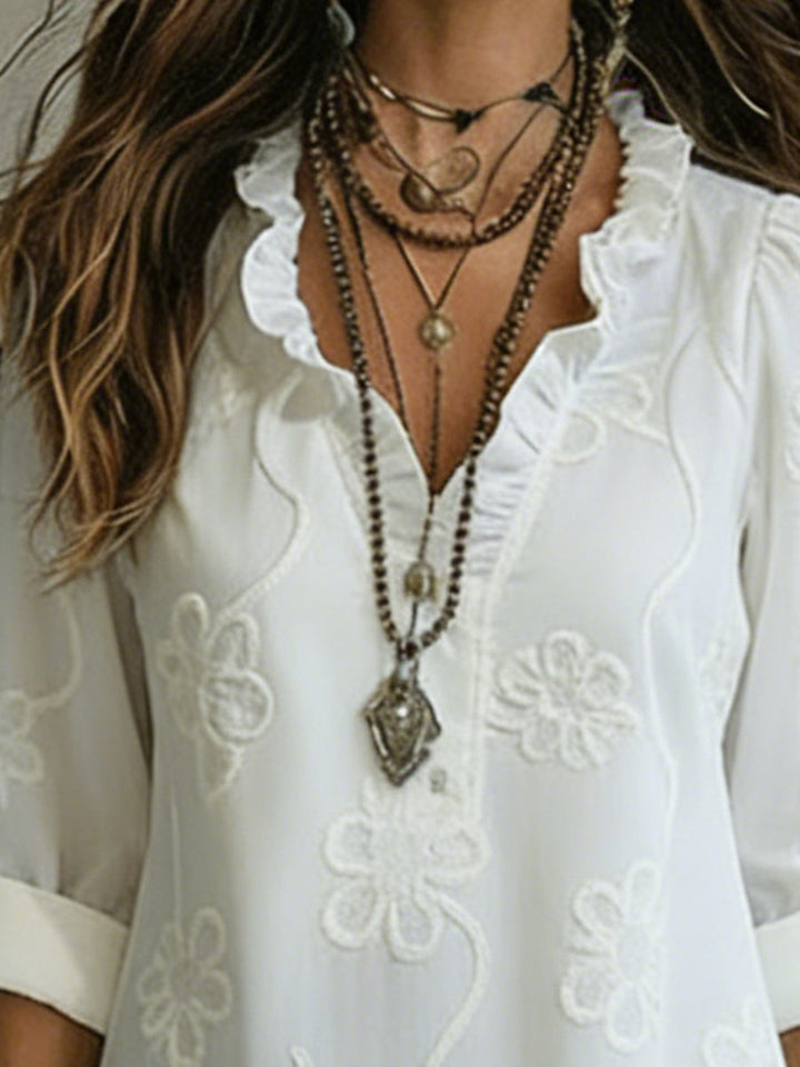 Kallie | Embroidered V-Neck Maxi Dress