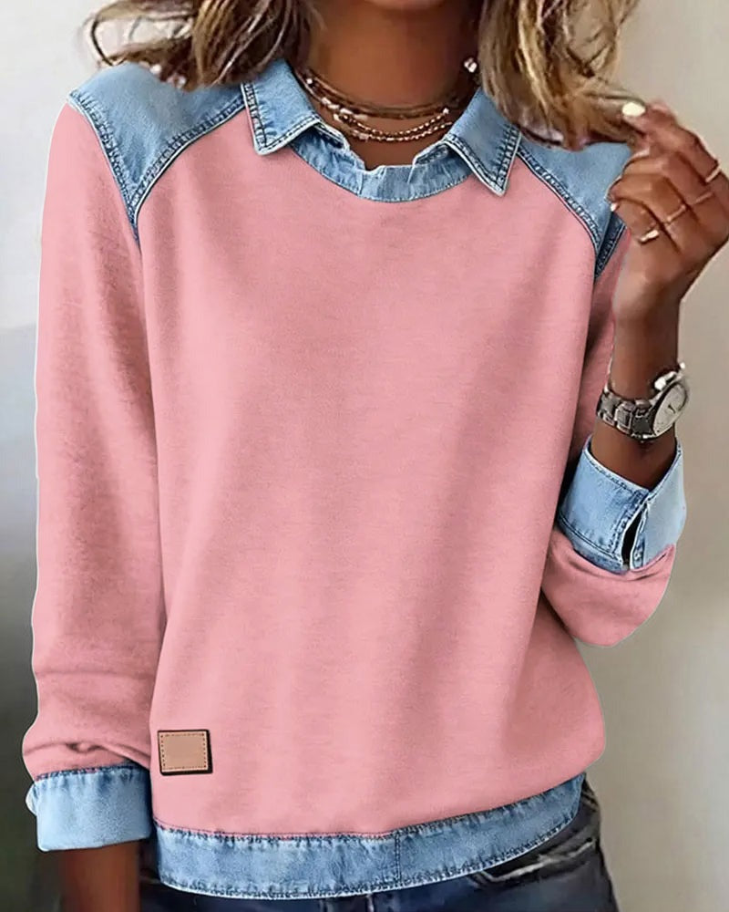 Esmée | Denim-Detail Polo Jumper