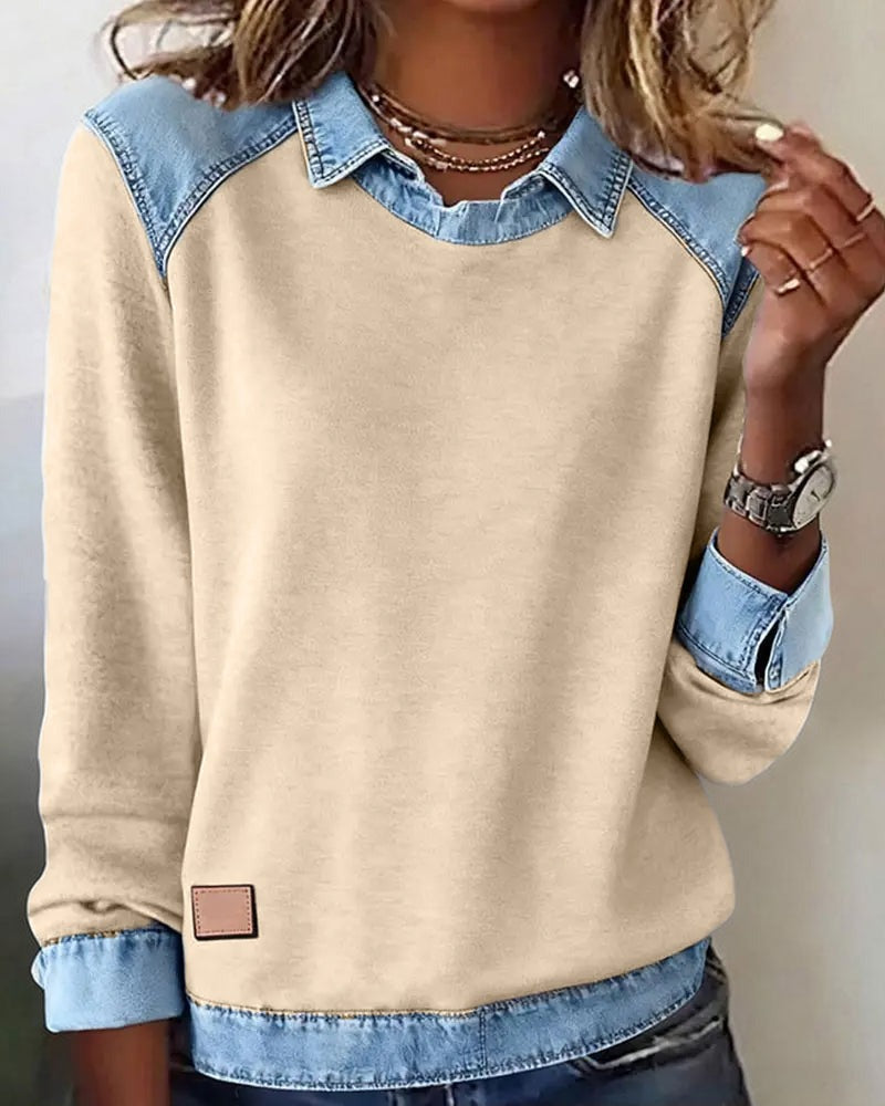 Esmée | Denim-Detail Polo Jumper