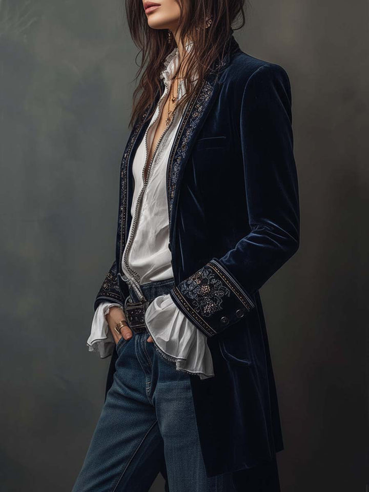 Erica | Long Velvet Vintage Jacket