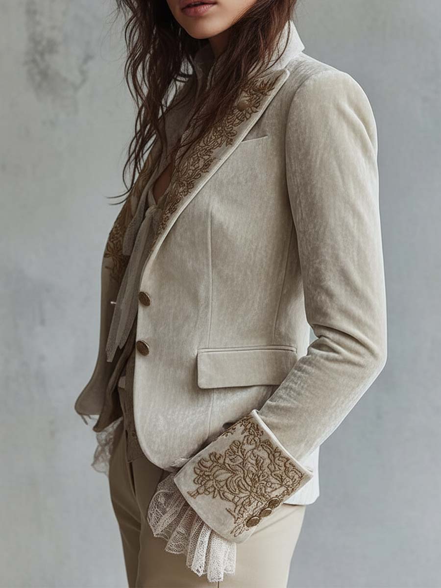 Isolde | Ivory Embroidered Blazer