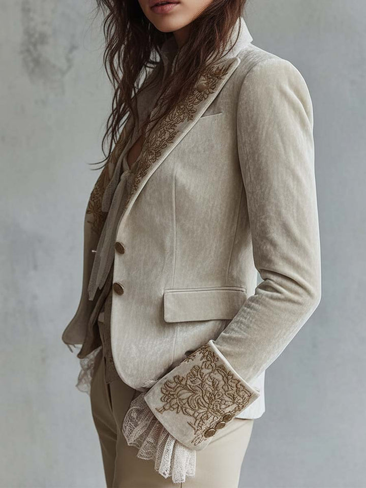 Isolde | Ivory Embroidered Blazer