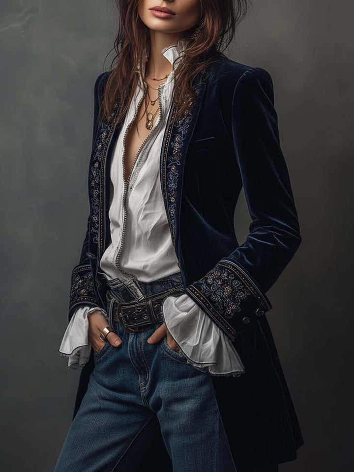 Erica | Long Velvet Vintage Jacket