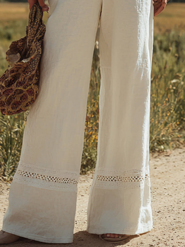Bianca — The white linen jumpsuit with lace