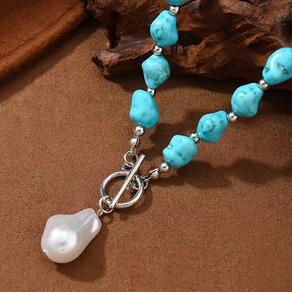 Uma™ | Turquoise and Pearl Silver Necklace