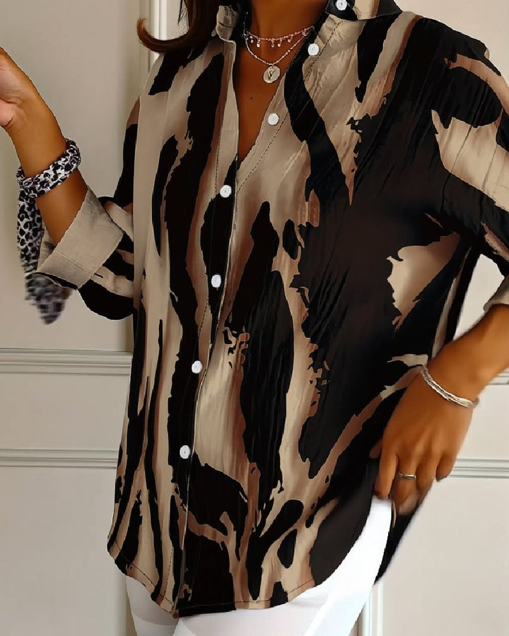 Saskia | Printed High-Neck Blouse