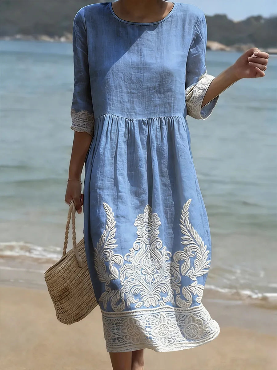 Tiffany | Printed Plant and Flower Dress