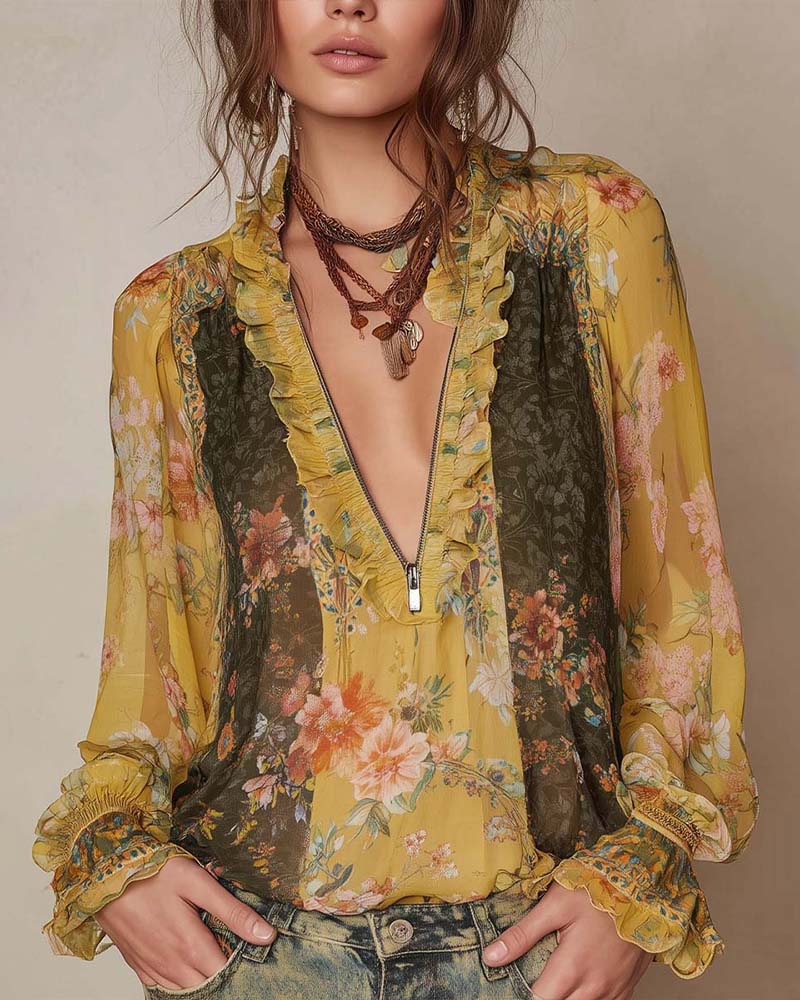Lillian | Floral Zip Blouse