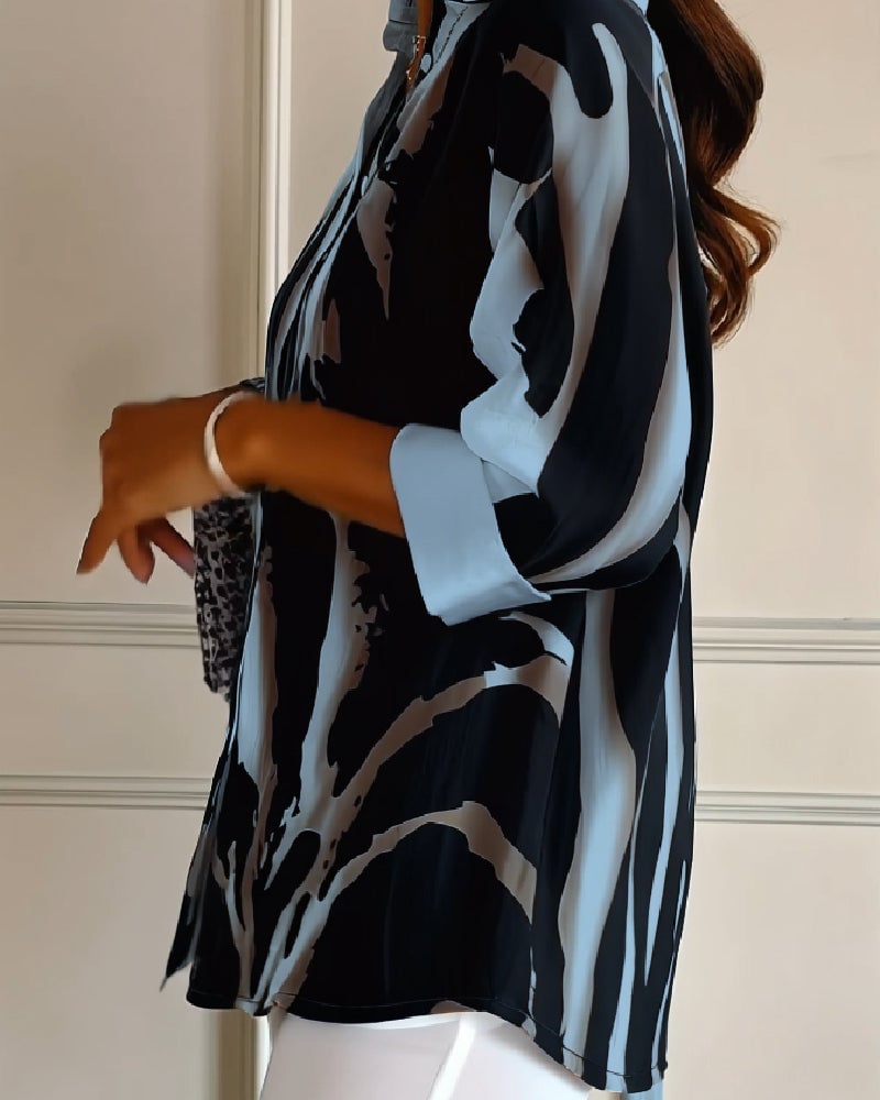 Saskia | Printed High-Neck Blouse