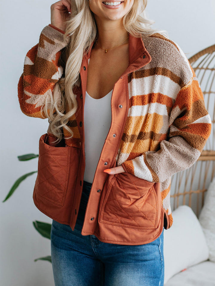 Coralie | Striped Contrast Fur Coat