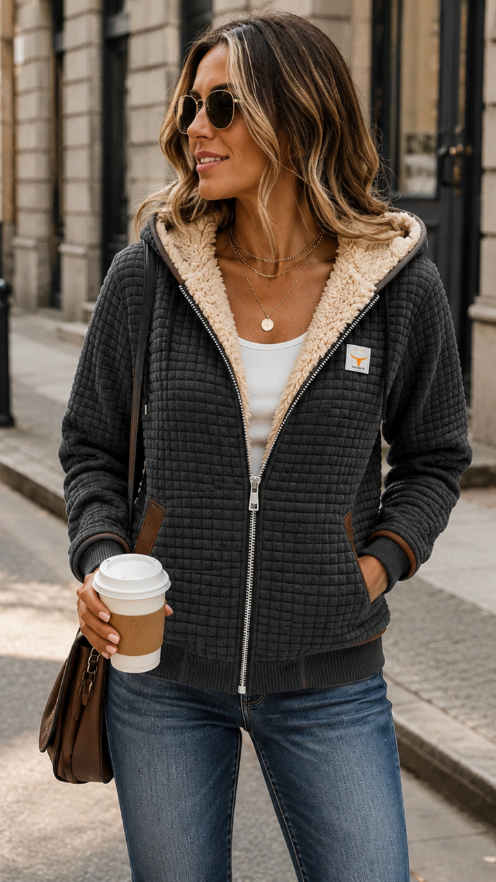 Silvana™ | Sherpa-Lined Quilted Zip-Up Hooded Jacket