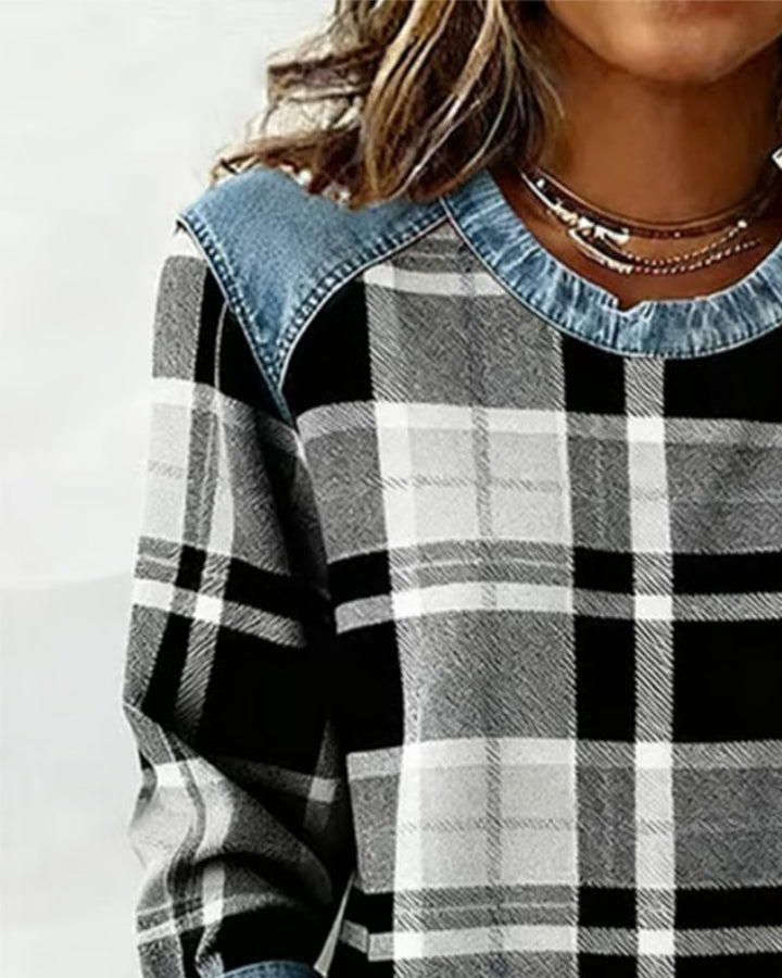 Anna | Check Patchwork Sweatshirt