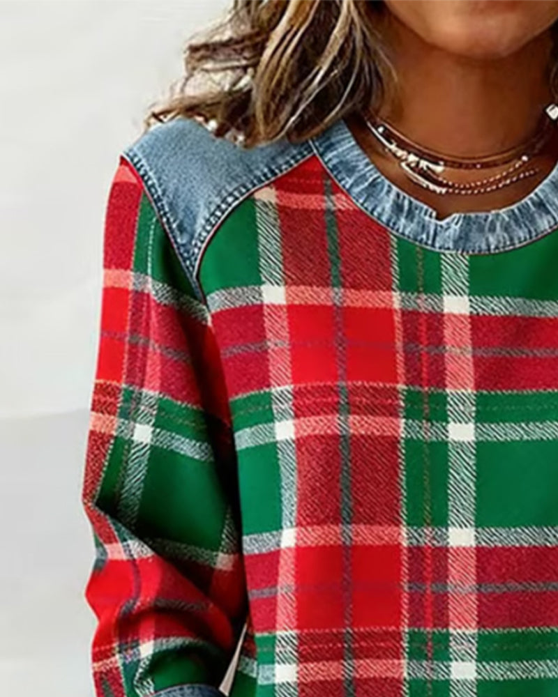 Anna | Check Patchwork Sweatshirt