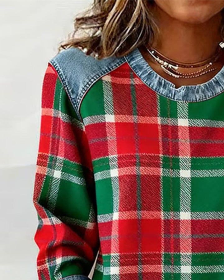 Anna | Check Patchwork Sweatshirt
