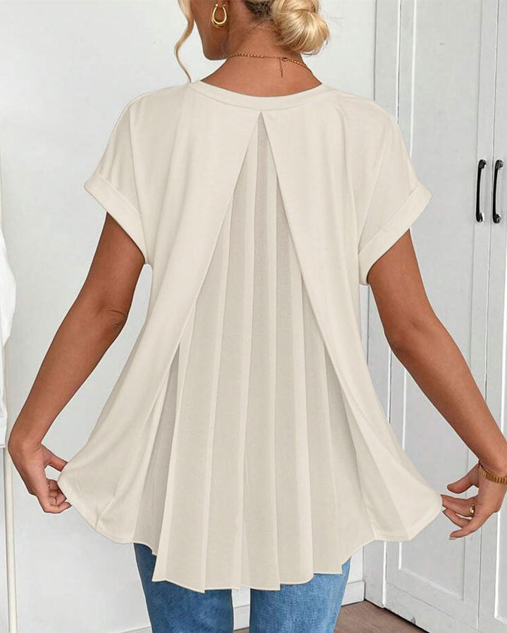 Short Sleeve Solid Colour Patchwork Tee