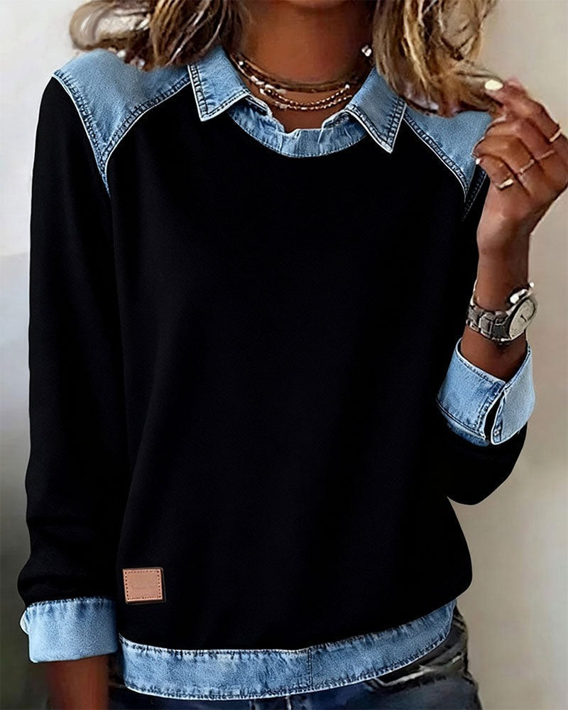 Esmée | Denim-Detail Polo Jumper