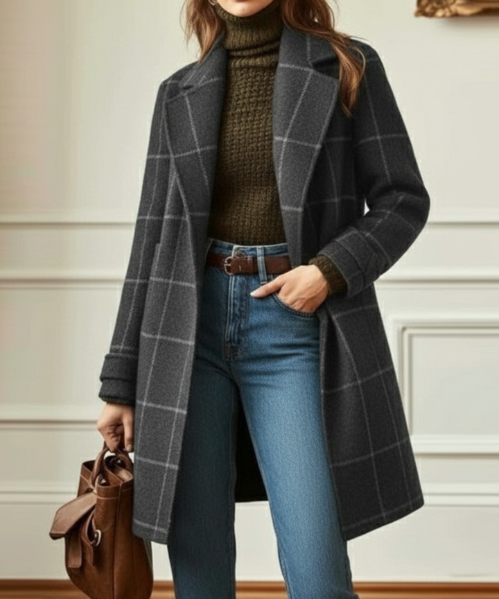 Hailey - Wool Check Coat