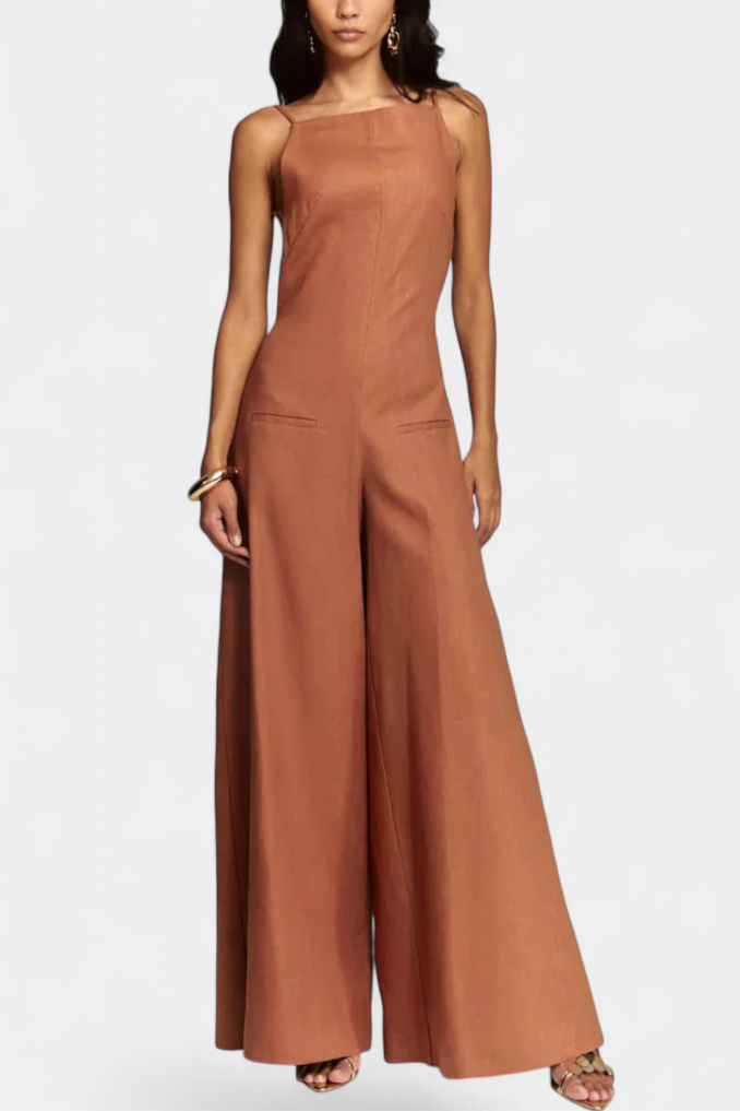 Belén Wide-Leg Halter Jumpsuit with Radiant Drop