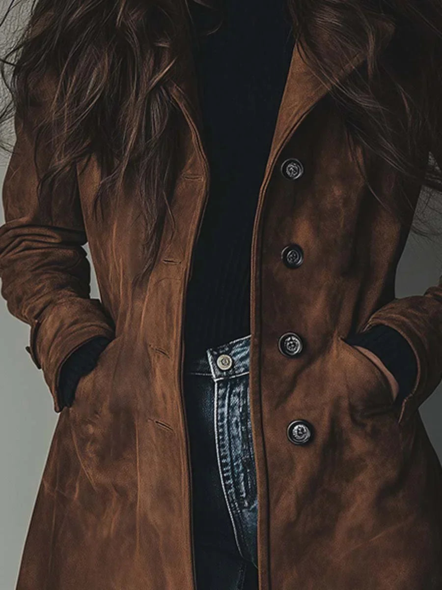 Sienna | Vintage Faux Suede Trench Coat