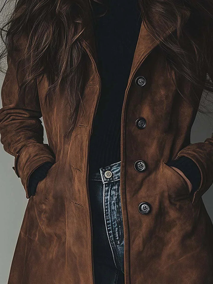 Sienna | Vintage Faux Suede Trench Coat