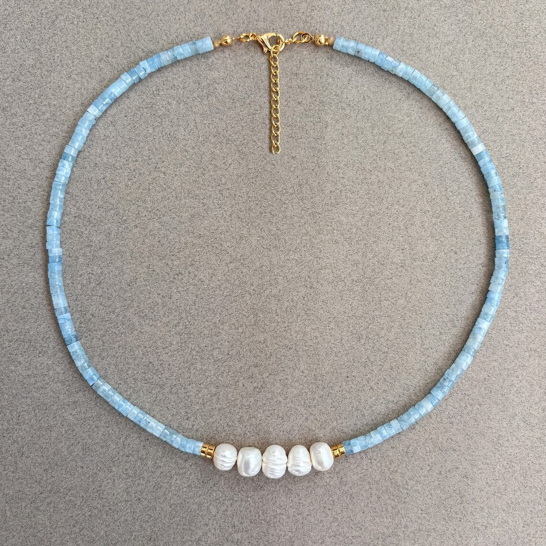 Yara™ | Aquamarine Turquoise and Pearl Necklace