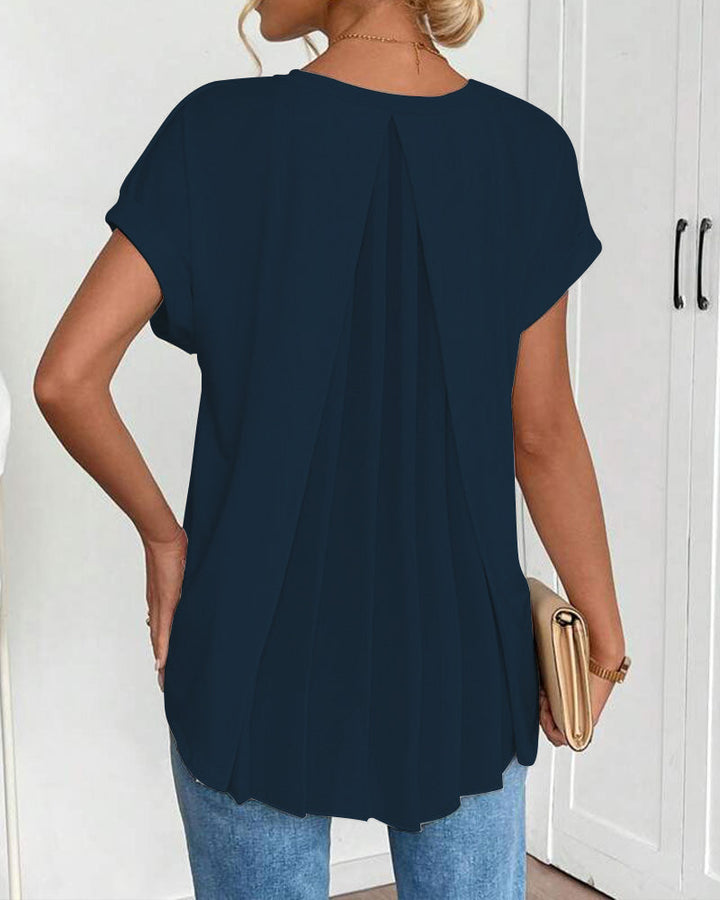 Short Sleeve Solid Colour Patchwork Tee