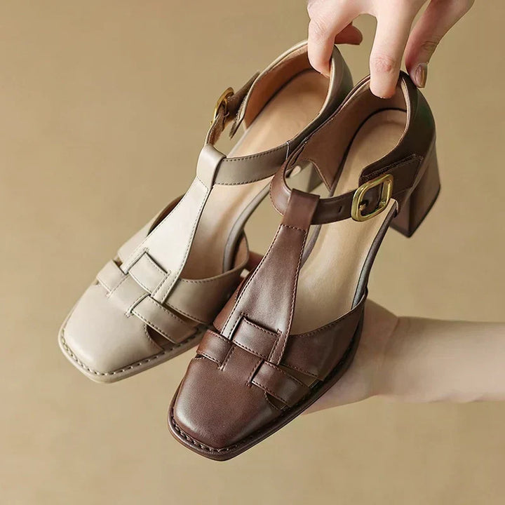 Belliora™ | Square-Toe Leather Sandals