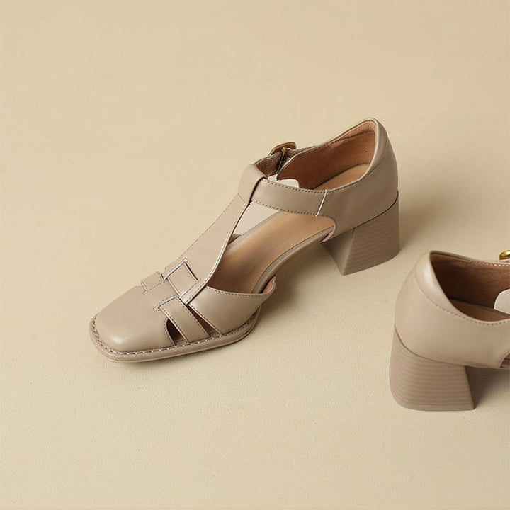 Belliora™ | Square-Toe Leather Sandals
