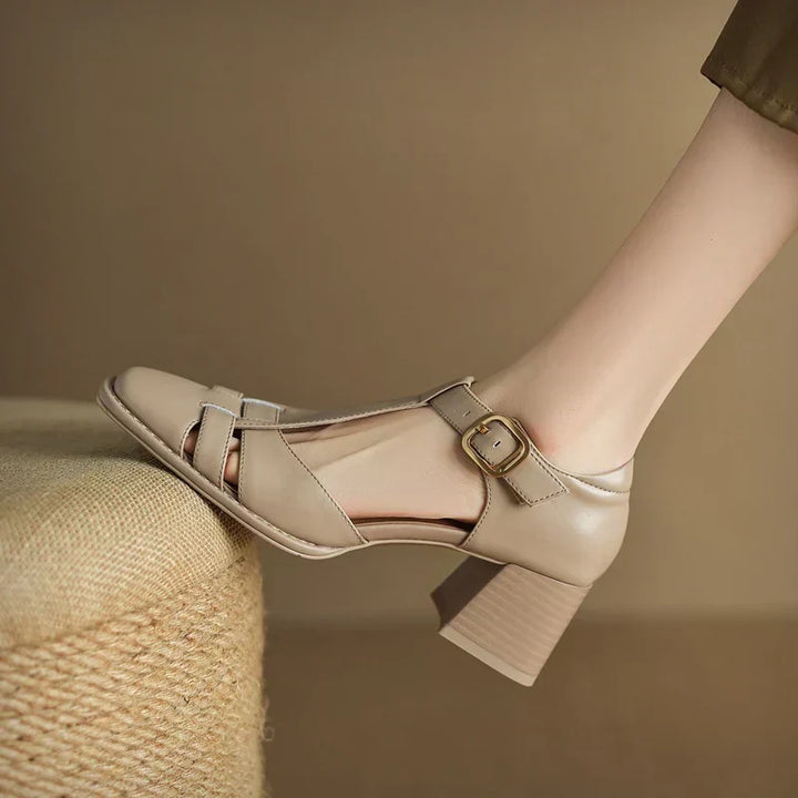 Belliora™ | Square-Toe Leather Sandals