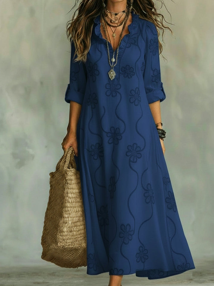 Kallie | Embroidered V-Neck Maxi Dress