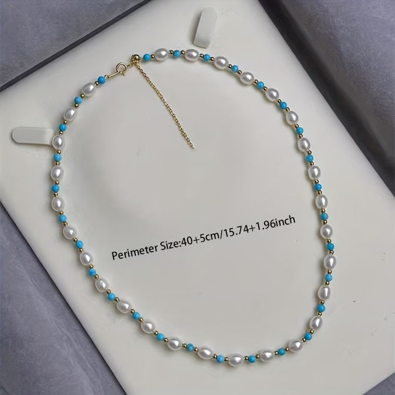 Willa™ | Pearl and Turquoise Beads Necklace