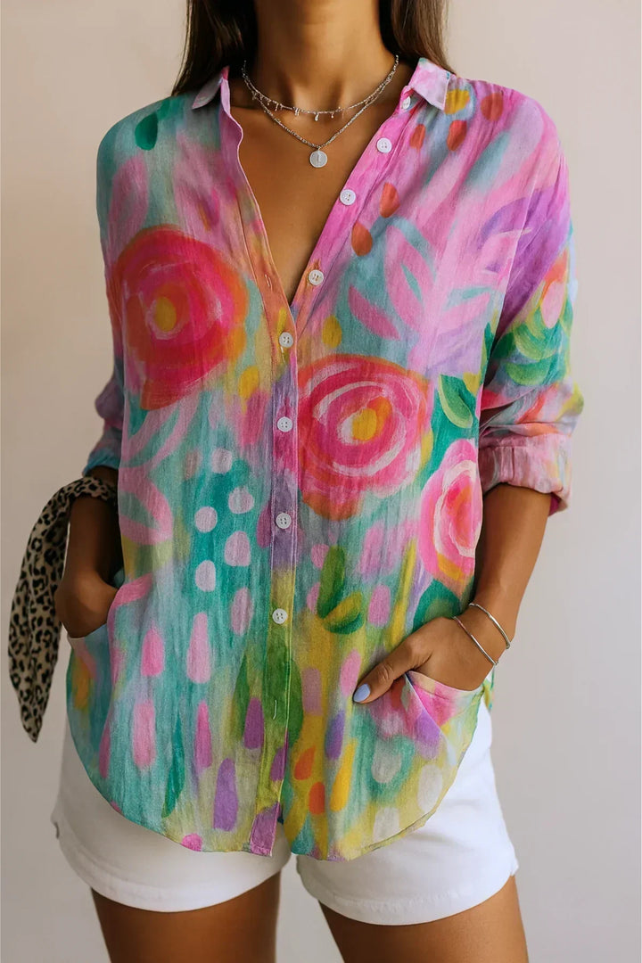 Astra | Blouse with Colourful Pattern