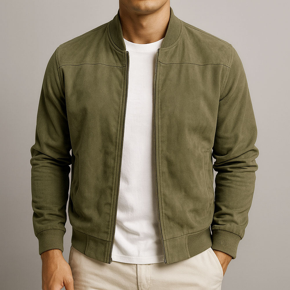 Laamin - Classic Suede Bomber Jacket